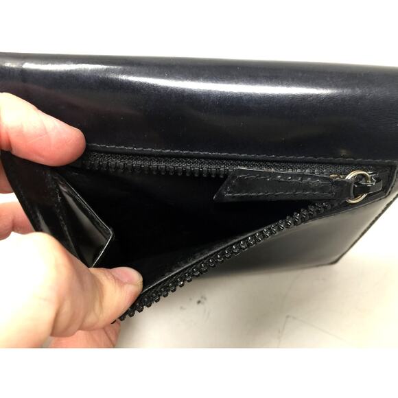 Ferragamo Bi-fold Wallet -  Double Gancini Enamel Black - Picture 7 of 16